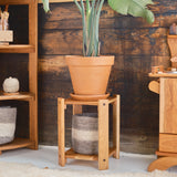 End Table/Plant Stand - Cherry Open Shelving - 13.25" L x 13.25" W x 17.25" H