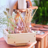 Maple Wood Lazy Susan Caddy with Removable Dividers - 8 3/8" W x 3.5" H