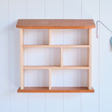 Cherry and Maple Wood Curio Wall Shelf - 18" L x 5" D x 17" H