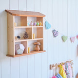 Cherry and Maple Wood Curio Wall Shelf - 18" L x 5" D x 17" H