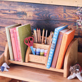 Cherry Wood Desktop Bookshelf and Pencil / Accessory Holder Set
