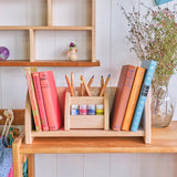 Maple Wood Desktop Bookshelf and Pencil / Accessory Holder Set