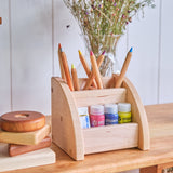 Wooden Desktop Bookshelf with Pencil and File Holder 3 Piece Set (or select individually) - Maple Wood - 16" L x 7" D x 7" H