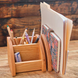 Wooden Desktop Bookshelf with Pencil and File Holder 3 Piece Set (or select individually) - Cherry Wood - 16" L x 7" D x 7" H