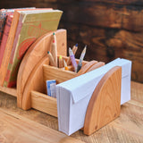 Wooden Desktop Bookshelf with Pencil and File Holder 3 Piece Set (or select individually) - Cherry Wood - 16" L x 7" D x 7" H
