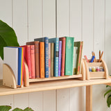 Wooden Desktop Bookshelf with Pencil and File Holder 3 Piece Set (or select individually) - Maple Wood - 16" L x 7" D x 7" H