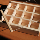 13" x 10" x 2.5" Clear Lid Maple Sorting Compartment Storage Box / Crate - Removable Dividers and Clear Lid