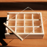 13" x 10" x 2.5" Maple Sorting Compartment Storage Box / Crate - Removable Dividers - With or Without Lid