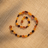 Baltic Amber Necklace, 12-13" long, Multi-color, Oval