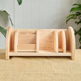 Wooden Desktop Bookshelf with Pencil and File Holder 3 Piece Set (or select individually) - Maple Wood - 16" L x 7" D x 7" H