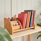 Wooden Desktop Bookshelf with Pencil and File Holder 3 Piece Set (or select individually) - Cherry Wood - 16" L x 7" D x 7" H