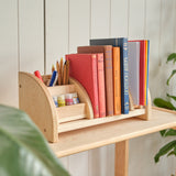 Wooden Desktop Bookshelf with Pencil and File Holder 3 Piece Set (or select individually) - Maple Wood - 16" L x 7" D x 7" H