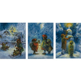 Set of 3 Winter Postcards - Candlelight, Sledding, Lantern by Elisabeth Nyman