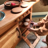 Cherry Wood Pan with 4 Wooden Cupcakes/Muffins