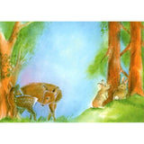 Deer and Rabbits Postcard by Johanna Schneider - 4 1/8" x 5 13/16"