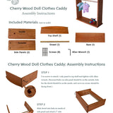 Cherry Wood Doll Clothes Stand / Clothes Caddy & Hangers Bundle - 23" L x 8" W x 23" H