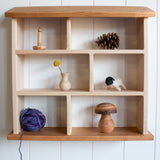 Cherry and Maple Wood Curio Wall Shelf - 18" L x 5" D x 17" H