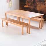 Extra Large Child Height School Table with Benches - 60" x 33" - Cherry Wood with Waterbased Clear Finish - 5-8 weeks for delivery