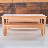Extra Large Child Height School Table with Benches - 60" x 33" - Cherry Wood with Waterbased Clear Finish - 5-8 weeks for delivery