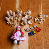 Dollhouse Wooden Miniature Accessory Set - 70 plus pieces