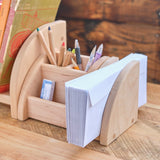 Wooden Desktop Bookshelf with Pencil and File Holder 3 Piece Set (or select individually) - Maple Wood - 16" L x 7" D x 7" H