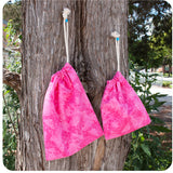 Small Cotton Gift Bag / Storage Bag - Pink Vine 6.5" x 7"