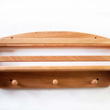 24" Cherry Wall Shelf with Hooks and Back Support