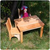 Doll Size Cherry and Maple Table and 2 Chairs