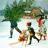 Elsa Beskow Postcard, Taking Home a Christmas Tree - 4-1/8" x 5-13/16"