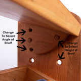 Adjustable Cherry Wood Storage Unit with a Shelf and Two Crates - 17" L x 12" W x 32" H