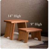 Cherry Step Stool Bench, 9" or 14" Tall