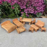 10 Piece Cherry Wood Dollhouse Furniture Set
