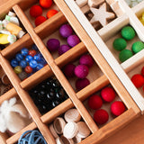 13" x 10" x 2.5" Maple Sorting Compartment Storage Box / Crate - Removable Dividers - With or Without Lid
