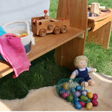 Cherry Wood Playstand with Wooden Nuts and Bolts - 37.5" L x 54" W x 49" H