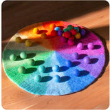 Handmade Wool Felt Balls, 3 cm Diameter, Jewel Tone Rainbow Colors, Set of 36