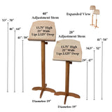 Wooden Music Stand / Easel - 28" or 40" Stem