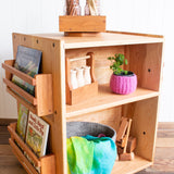 Extra Large Cherry Wood Rotating Bookshelf - 22" L x 22" W x 28.5" H