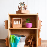 Extra Large Cherry Wood Rotating Bookshelf - 22" L x 22" W x 28.5" H