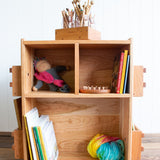 Extra Large Cherry Wood Rotating Bookshelf - 22" L x 22" W x 28.5" H