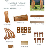 Cherry Wood Playstand with Wooden Nuts and Bolts - 37.5" L x 54" W x 49" H