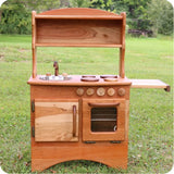 Simple Handmade Wooden Hearth Play Kitchen, Cherry