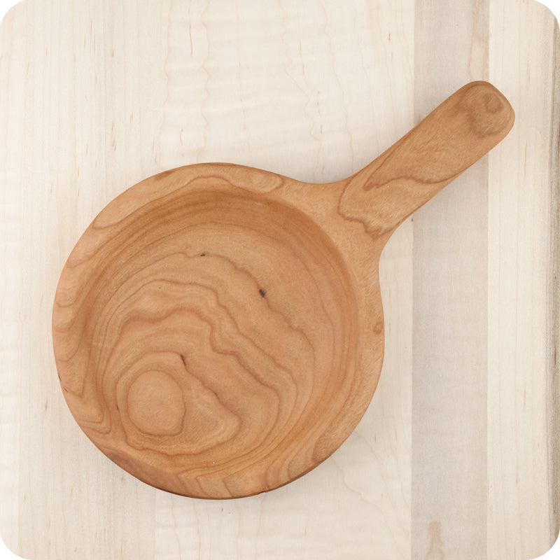 cherry wood fry pan by Palumba offering wooden play kitchen toys