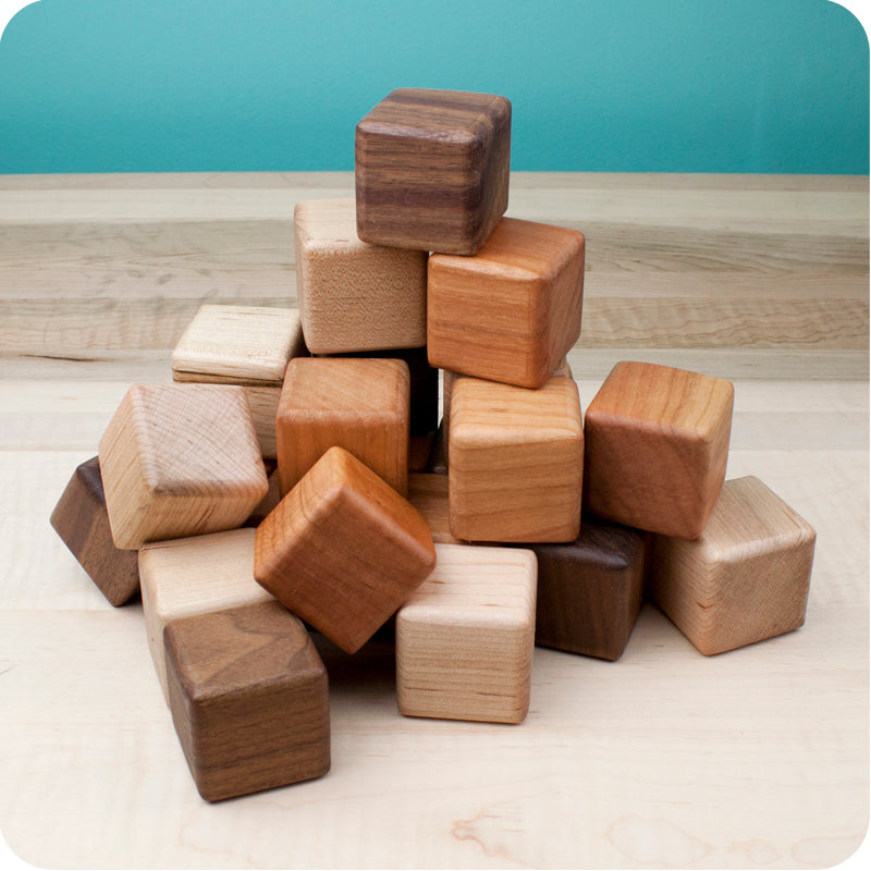 Camden Rose Tri-Color Wooden Building Blocks, 24, 1.5" cubes
