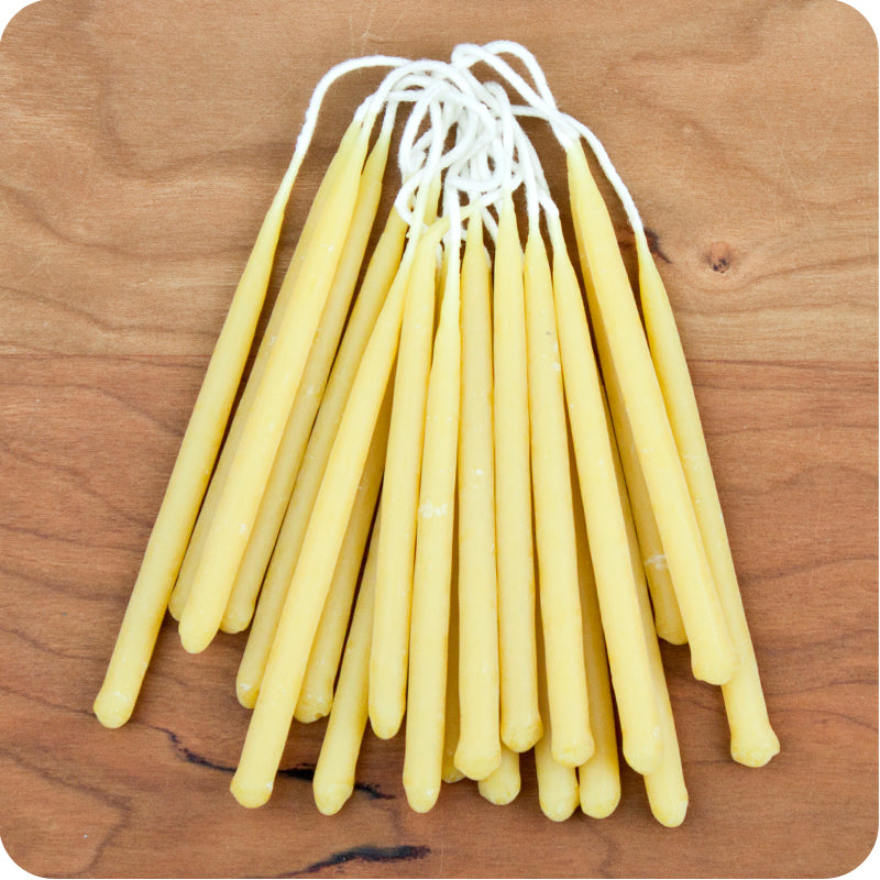 Hand Dipped Beeswax Birthday Candles, 20 | Candles and beautiful wooden candle holders for the natural home, at Palumba