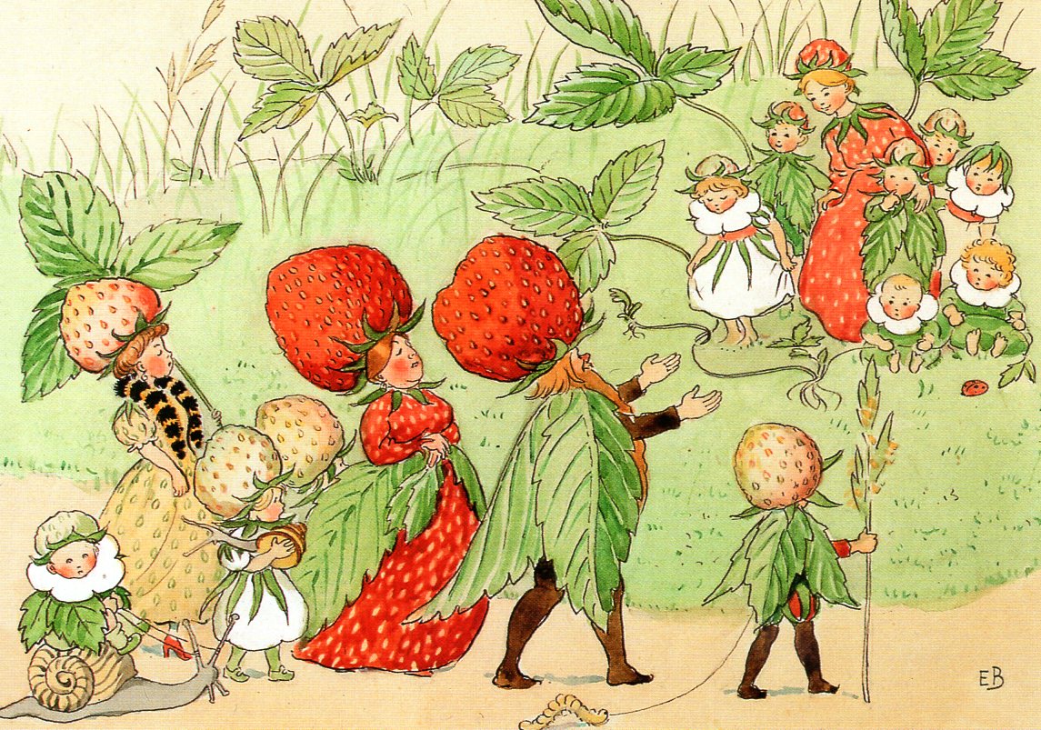 Elsa Beskow Strawberry Family Postcard