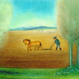 Farmer Plowing Postcard by Ruth Elsasser - 4 1/8" x 5 13/16"