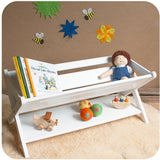 White Painted Solid Wood Trough-Style Bookcase/Storage