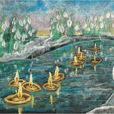 Jumbo Chalkboard Postcard Drawing -  Return of the Light (floating candles) by Geertje Kapteijns 8.3 x 11.7 inches