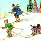 Elsa Beskow Postcard, Peter and Lotta Skiing - 4-1/8" x 5-13/16"