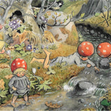Elsa Beskow Postcard, Forest Kids by the Stream - 4-1/8" x 5-13/16"
